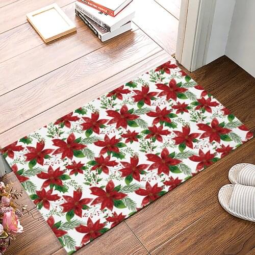 Christmas-Themed Plant Designs Bath Rugs Christmas Doormat Non-Slip Door Mat Carpet Bathroom Accessories Customizable