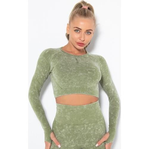 Sexy Fitness Clothes Womens Quick-drying Sports Running Long-sleeved Tops Yoga Clothes Crop Top Women