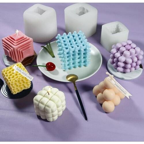 Silicone Practical Non-stick Flexible Candle Casting Mold Reusable 3D Silicone Mold Cute Shape for Casting Candle