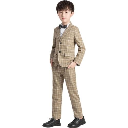 Brand Boys Girls Suit for Weddings Flower Girl Tuxedo Formal Blazer Jacket Vest Pants Tie 4PCS Children Prom Performance Costume