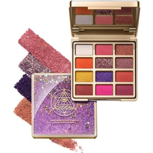 CY SUSISU Fantasy Quicksand Eye Shadow Plate 12 Colors Nude Makeup Matte Sequins Free Shipping