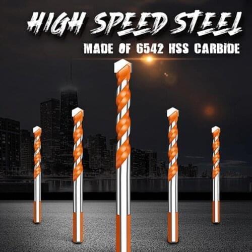 Triangle Drill Bit Set for Tile Concrete Brick Glass Plastic Wood Stone Electric Tools Bits Round Shank DIY Wall Hole Saw Drilli