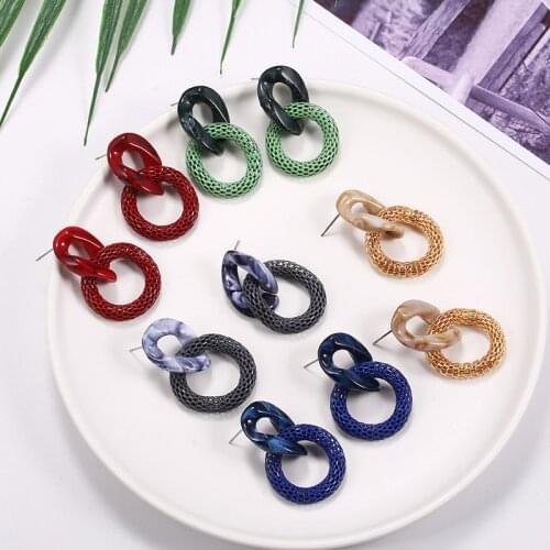 Twist Drop earrings for Women Wild Mesh Girls Round Earrings Acrylic Geometric Statement Earrings Exaggerated Fashion Jewelry