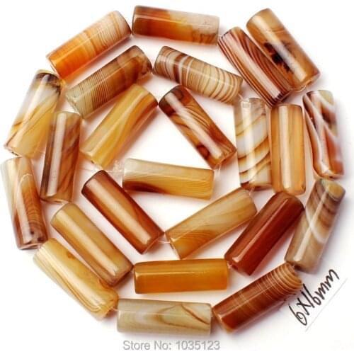 High Quality 6x16mm Smooth Natural Mixed Color Agates Column Shape DIY Loose Beads Strand 15" Jewellery Creative Making w3238