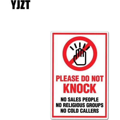 YJZT 9.7CM*15CM Warning Please Do Not Knock Car Sticker PVC Decal 12-1023