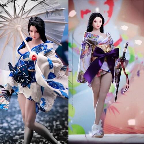 In Stock 1/6 Scale Female Figure Japanese Style Short Kimono Bath Clothes with Umbrella Fan For 12'' Iinch TBL UD Action Figure