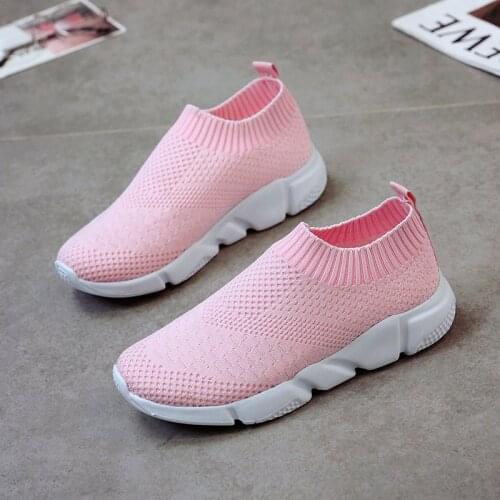 New Sock Sneakers Women Light Pink Running Shoes Breathable Female Sport Athletic Mesh zapatillas Plus Size 43