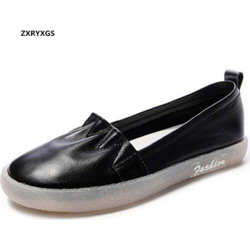 Promotion Soft Full Genuine Leather Shoes Women Flat Shoe 2020 New Spring Soft Sole Comfortable Shoes Woman Fashion Casual Shoes