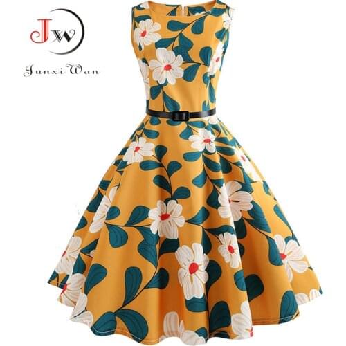 Women Summer Dress Clothing Floral Robe femme Tunic Casual Elegant Vintage Rockabilly Dresses Swing Vestidos Plus Size