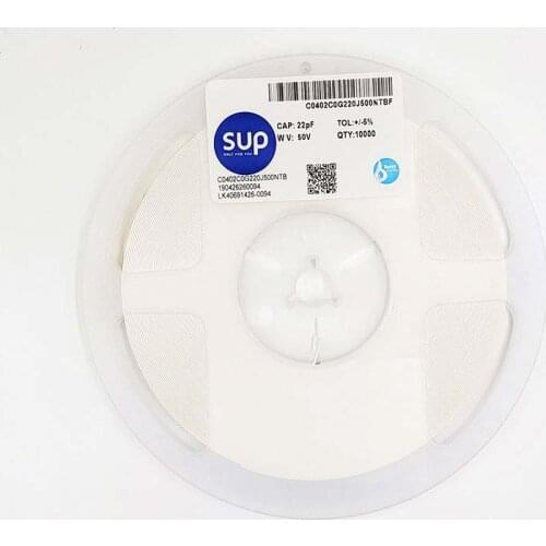 100PCS C0402C0G220J500NTBF Chip capacitor 0402 NPO 22pF 50V ±5% Thickness 0.5mm