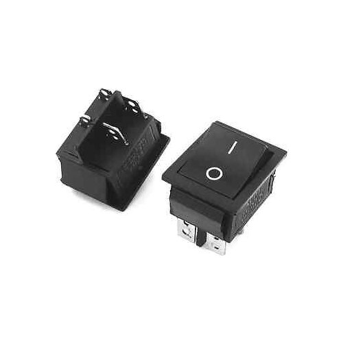 2 Pcs Black 4 Pins DPST On/Off Rocker Switch AC 250V/15A 125V/20A