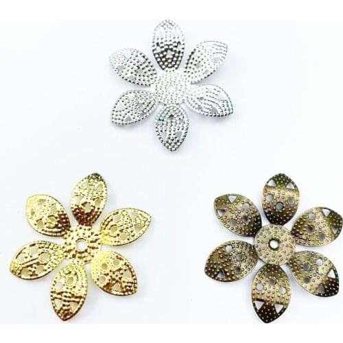 20PCS Antique Bronze Filigree Wraps Flower Connectors Metal Crafts Gift Decoration DIY Findings 32mm