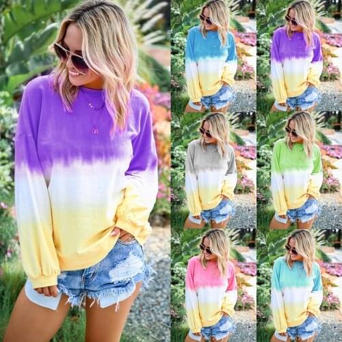 2020 Autumn New Plus Size Fashion Womens Sweatshirts Tie-dye Printing Hoodies Tops Long Sleeve O Neck Clothes S -3XL 4XL 5XL