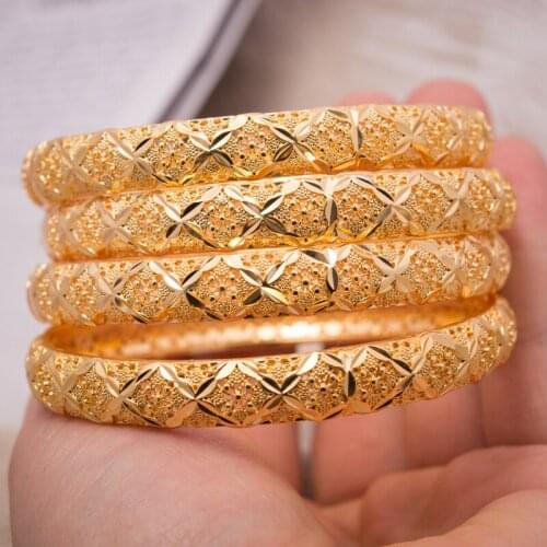 4Pcs Bracelets Dubai India Bangles for Women SimpleBangleLove Bangle pulseiras Arab girls kids wedding bridal party gift