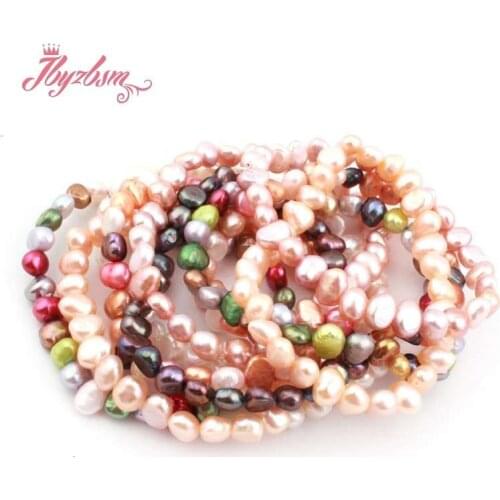 5-7mm Freeform Natural Freshwater Pearl Beads For Women Chritmats Fashion Jewerly Gift Bracelet 7.5" Drop Shipping