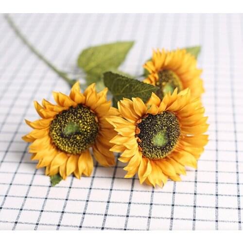 66cm length Artificial flowers Sun flower sunflower Branch bouquet Fake flower home banquet wedding Christmas decoration