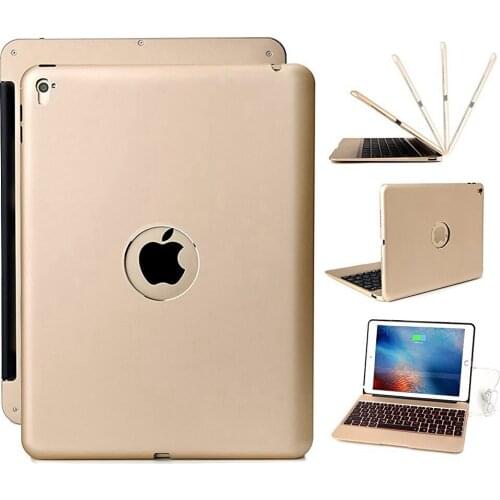 7 Colors LED Backlight Bluetooth Keyboard Case For iPad Air 2 iPad 6 Ultra Thin Aluminum Russian/Hebrew/Spanish Smart Cover