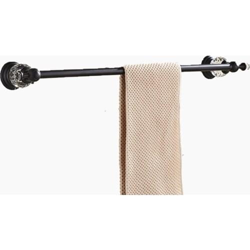 AUSWIND Antique Luxury Clear Crystal Zinc Alloy Black Oil Bronze Towel Bar Wall Mount Bathroom Accessories BL9