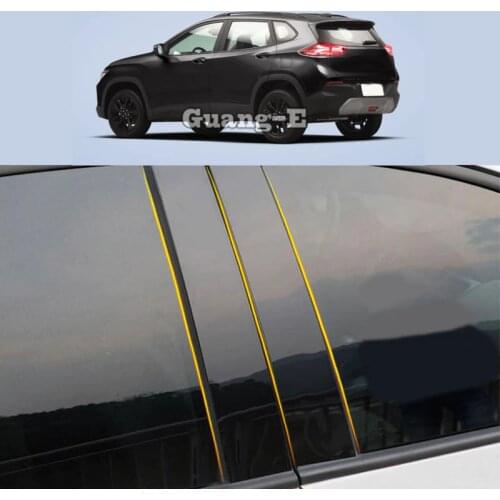 Car PC Material Pillar Post Cover Door Trim Window Piano Black Molding Sticker Plate 6pcs For Chevrolet MONZA 2019-2022