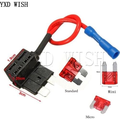 12V Car Blade Fuse Holder Add-a-circuit TAP Adapter Micro Mini Standard ATM APM Blade Automotive fuses with 10A AMP Fuse Wire