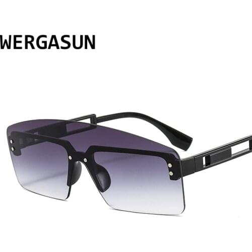 WERGASUN Oversized Women Sunglasses Retro Shield Shape Luxy Brand Design Big Frame Rivet Shades Sunglasses Women UV400 Eyewear