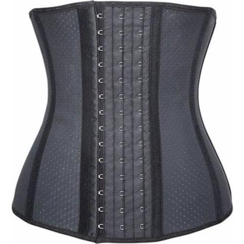 Big Discount 6XL Corset 100% Latex Waist Trainer For Women Latex Waist Cincher Breathable Body Shaper Women Shapewear Hollow Out