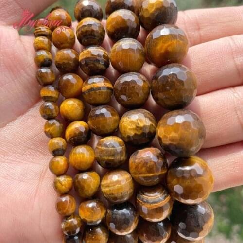 Natural Tigers Eye Yellow faceted Stone Beads spacer 6/8/10/12mm For DIY Necklace Bracelet Jewelry Making 15" Free Shipping