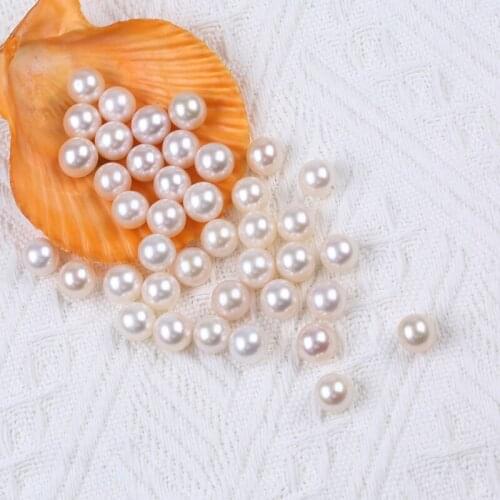 DIY Pearl Beads,10-11mm High Luster White Round Pearl,100% Natural Freshwater Loose Bead No Hole For Jewelry Making