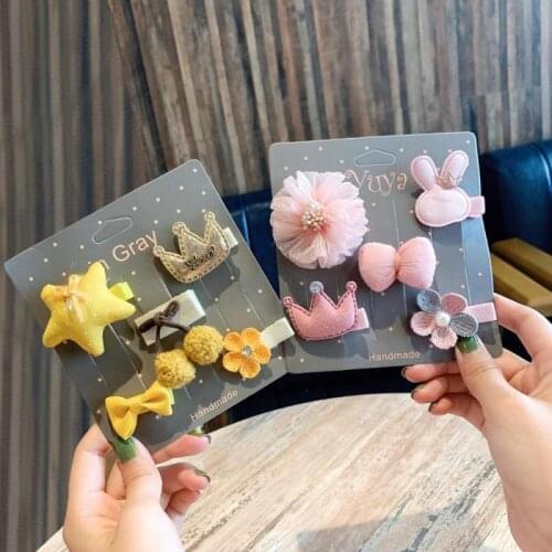 Childrens Lace Flower Hair Clip Headdress Set Girls Side Clip Baby Hairclips Hair Pin Accessories Cute Gifts For Kids Headwear