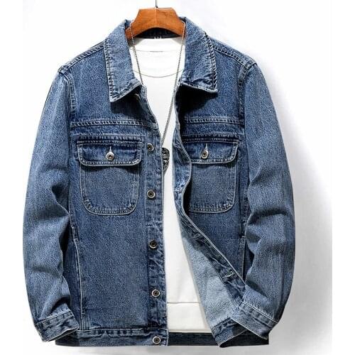 2021 Solid Color Jeans Jackets Men Fashion Autumn Slim Jackets Mens Casual Denim Coats Turn-down Collar Streetwear