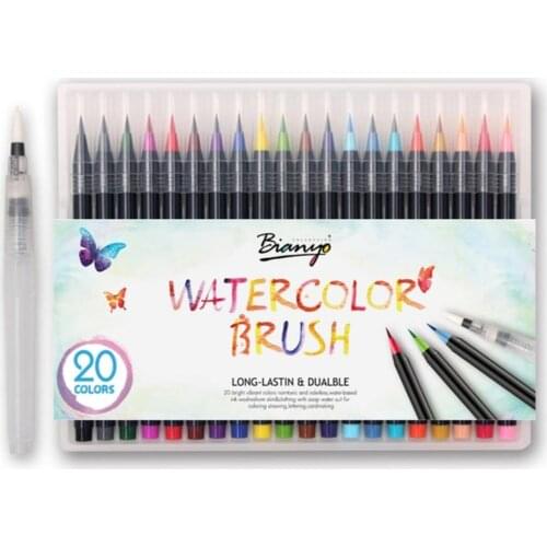 20 Colors Watercolor Soft Brush Pen Painting Brush Marker Pens for Children Adult Coloring Books, Manga, Comic, Calligraphy