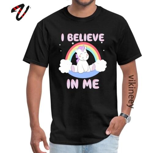 O Neck 3D Tshirt 100% Cotton Mens Top T-shirts Cute Rainbow Unicorn I Believe In Me Design Tee Shirts Outkast Marilyn Manson