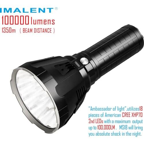 IMALENT MS18 Brightest Flashlight 100000 Lumens Leds Rechargeable Cree XHP70.2 Searchlight Powerful Outdoor Lighting Torch