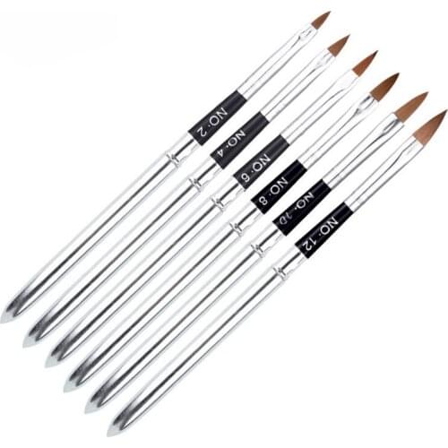 2/4/6/8/10/12# Nail Brush Nylon Hair Pen Manicure Nail Liner Tools Crystal Acrylic Nail Art Brushes UV Gel Painting Line Brush