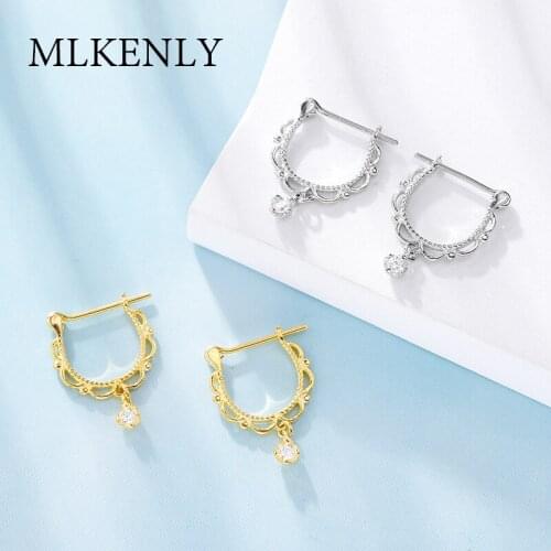 Korean fashion temperament earrings lace U-shaped inlaid zircon earrings for women jewelry