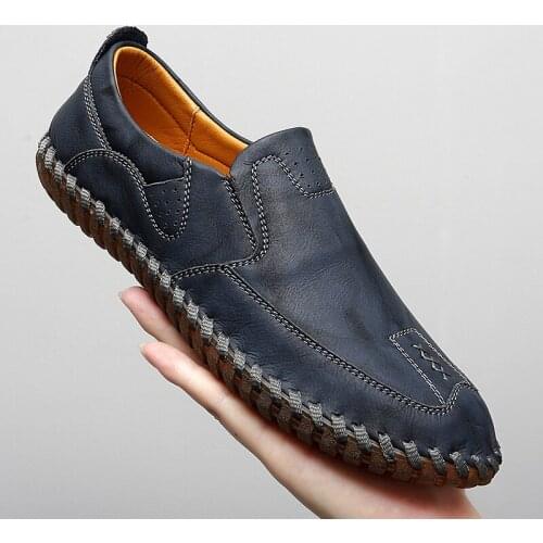 Loafers Men Genuine Leather Leisure Walk Driving Shoes Male Retro Breathable Casual Summer Shoes Luxury Brand Flats