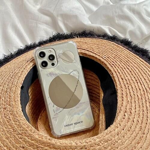 Ins Planet Mirror Phone Case for Iphone 12 Pro Max 11 Pro Max 12 7 8 Plus X XS Max XR SE 2020 Cute Outer Space Cover