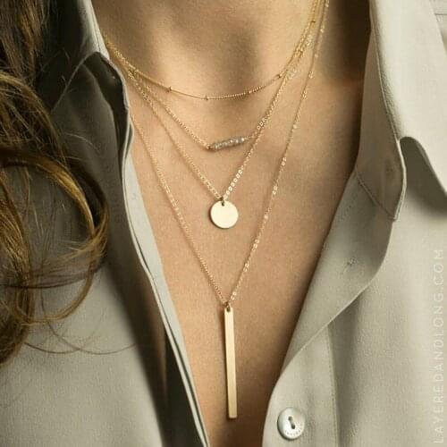 Fashion Charm present Necklaces Womens multi layer necklace chain long Strip Pendant cheap colares collares jewelry