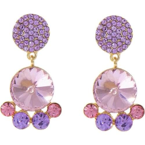 Fashion Bohemia Crystal Stud Earrings Rose Red Gold Color Earrings For Women Vintage Jewelry 2017 New