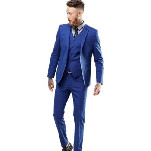 Custom mens suit blue the groom best man wedding dress high quality mens suits formal occasions three-piece