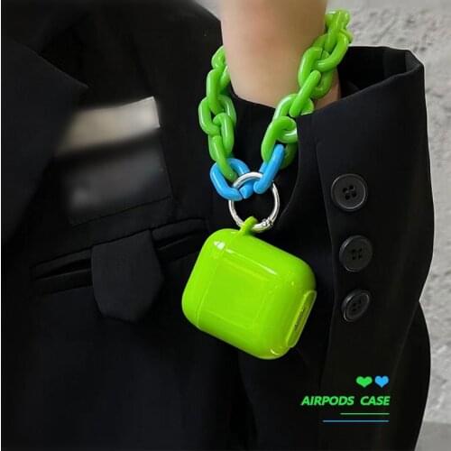 Soft Silicone Cases For Apple Airpods 1/2 Protective Cover Green Chain Bracelet For Airpods Bluetooth Wireless Charging Box Bag