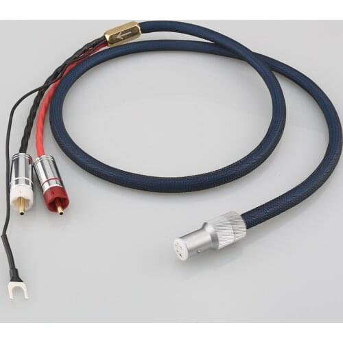 New Hifi audio 4 core OFC Silver Plated G5 shield RCA 5 pin DIN XLR U spade plug Audio Phono Tonearm Cable with Ground Wire