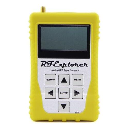 Handled RF Explorer Signal Generator (RFE6GEN) for Spectrum Analyzer RF Explorer Product Line with Yellow Rubber Case