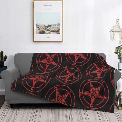 Red Baphomet Throw Blanket Hedging Hooded Fleece Chair Gamer Duvet Quilt Winter Very Warm Bedspread 260 240