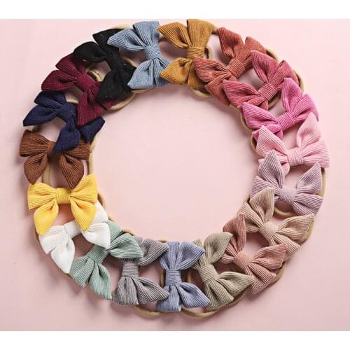 Baby Big Bows Headband Corduroy Hair Accessories For Girls Nylon Head Bands Newborn Photo Props Infant Traceless Hairbands Soft