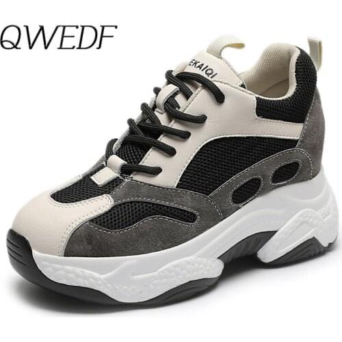 QWEDF 2019 Spring New Leather Womens Platform Chunky Sneakers Fashion Women Flat Thick Sole Shoes Woman Footwear Z4-72
