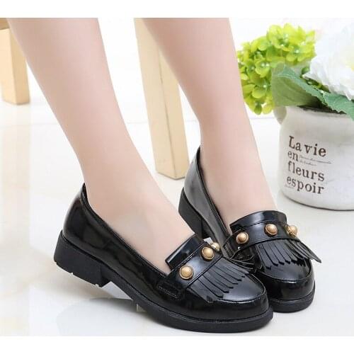 Skoex Children Flat Shoes Girls Fashion Tassel Decoration Princess Shoe Soft Low Heel Ballerina Slip-on Kids Party Dress Shoes