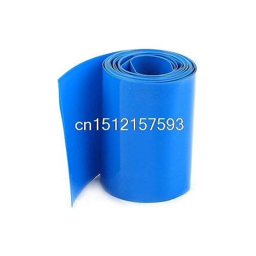 2Meter 64mm Width PVC Heat Shrink Wrap Tube Blue for AA Battery Pack