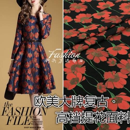 017 European and American big high-grade autumn and winter yarn-dyed Jacquard fabric / dress coat fabric cloth wholesale