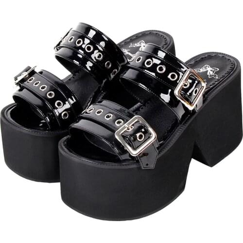 Angelic imprint woman lolita cosplay punk shoes lady high heels pumps girl princess summer dress party cool sandals rivets 509